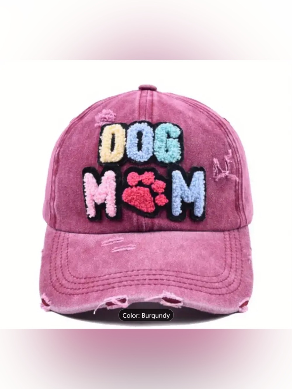 NWT Dog Mom Embroidered Burgundy  Baseball Cap